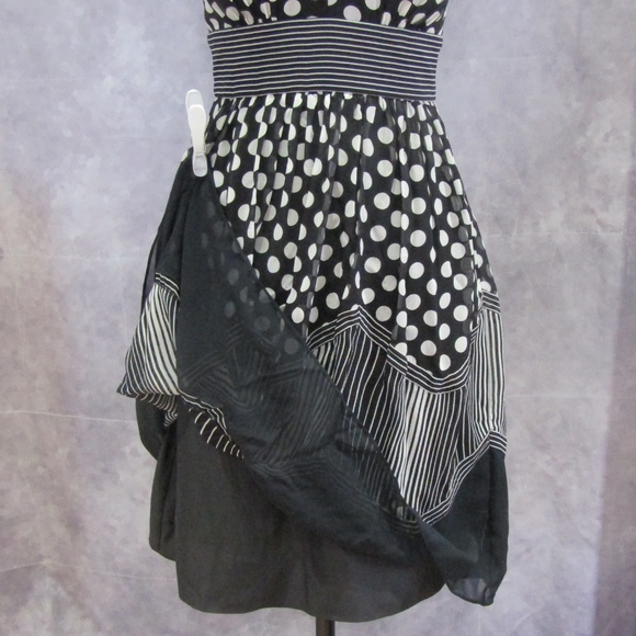 BCBGMaxAzria Silk Halter Dress Polka Dots & Stripe - Picture 4 of 7